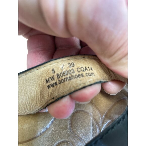 Born Womens Black Leather floral 2" Wedge Slip-On sandals Size 8/39 SKU 8370 - Picture 8 of 12